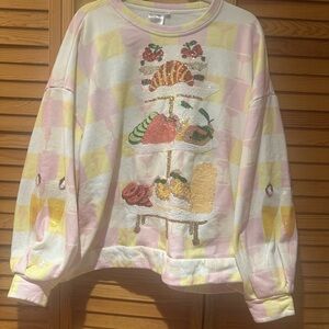 QUEEN OF SPARKLES Pastel Checkered brunch/ mimosa Sweatshirt